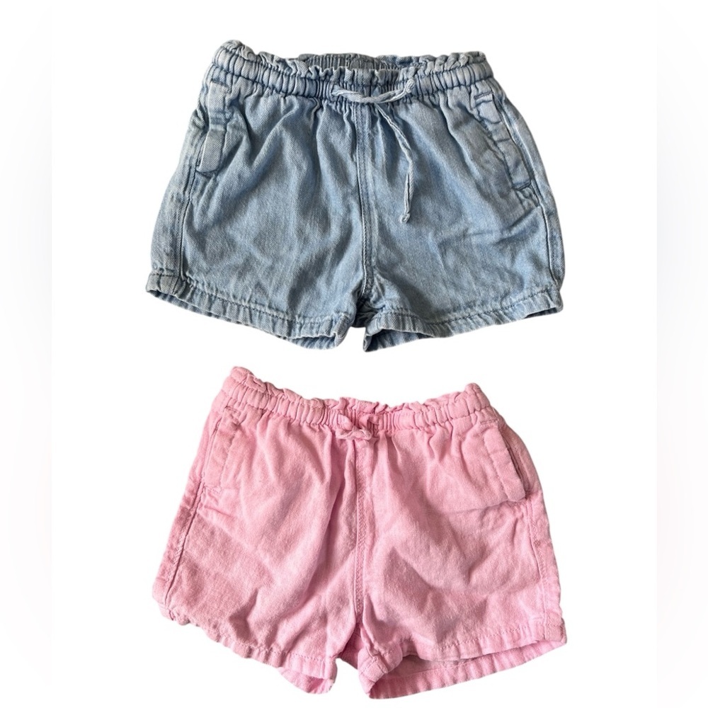 Old Navy Girl’s Pink and Blue Drawstring Shorts Bundle | 18-24 M